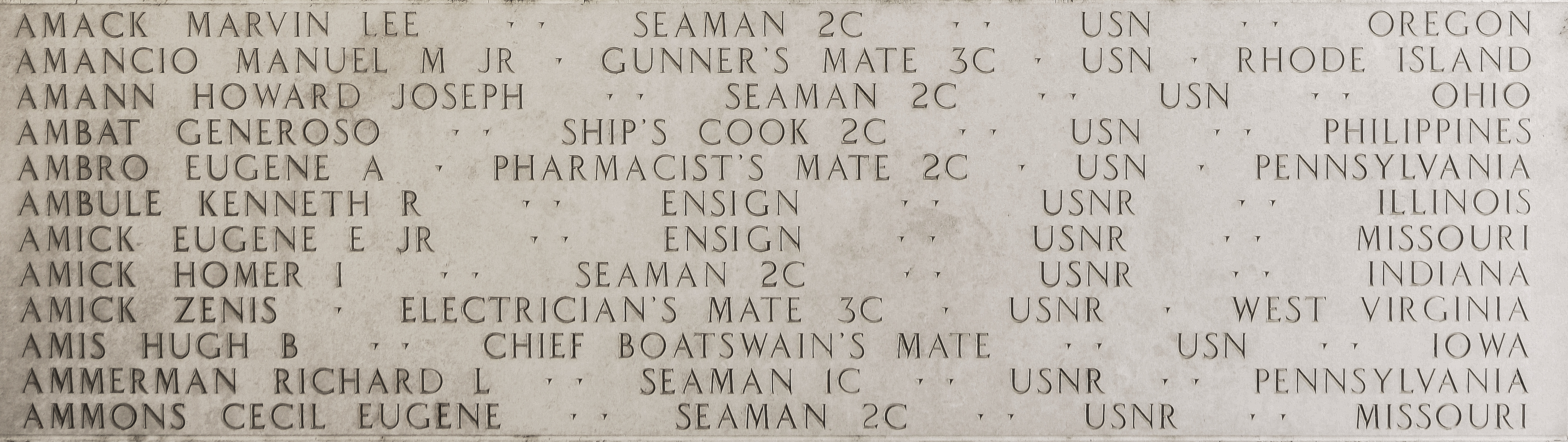 Hugh B. Amis, Chief Boatswain's Mate